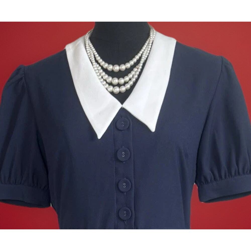 Alexia Ardmore Dress | Navy | White Peter Pan Collar | Modest | Dark Academia |